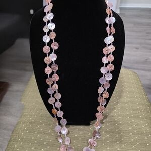 Pink Irredescent Lightweight Boho Style Double-Strand 34" Necklace